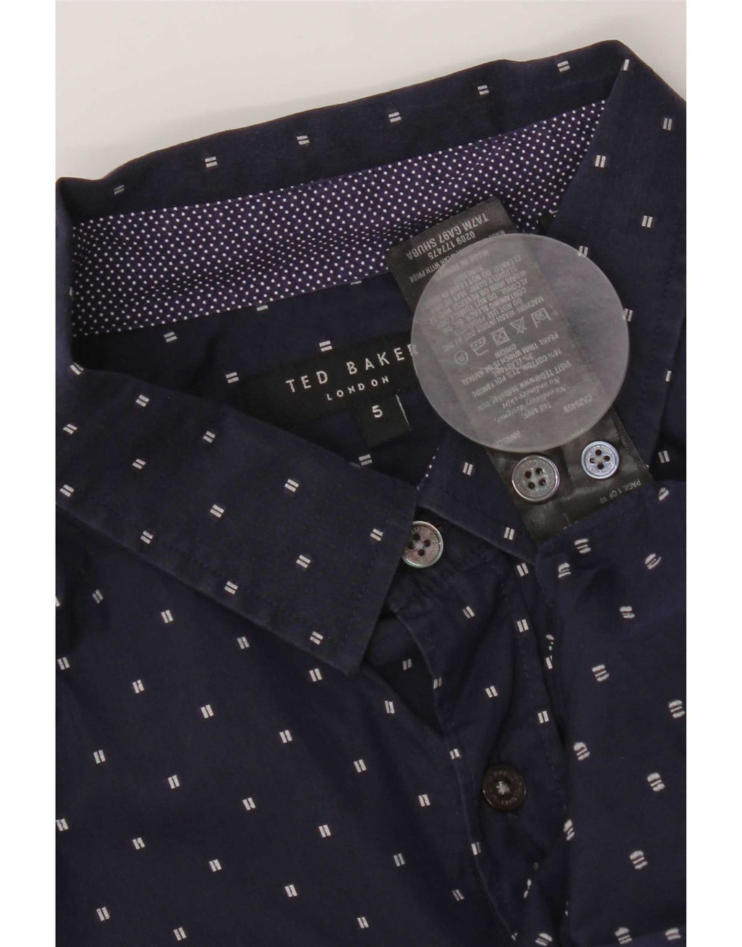 Мужская рубашка Ted Baker, размер 5 XL, темно-синяя, хлопковая в крапинку
