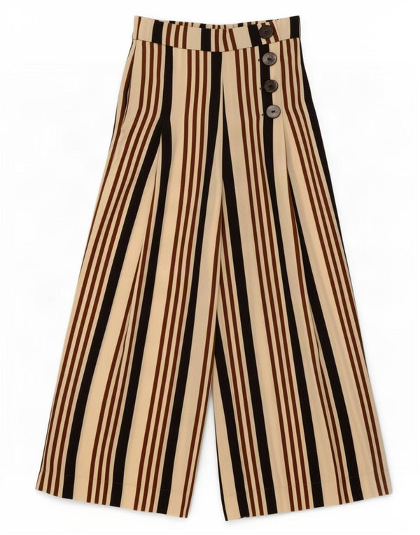 Женские повседневные широкие брюки Zara XS W24 L24, полиэстер в бежевую полоску