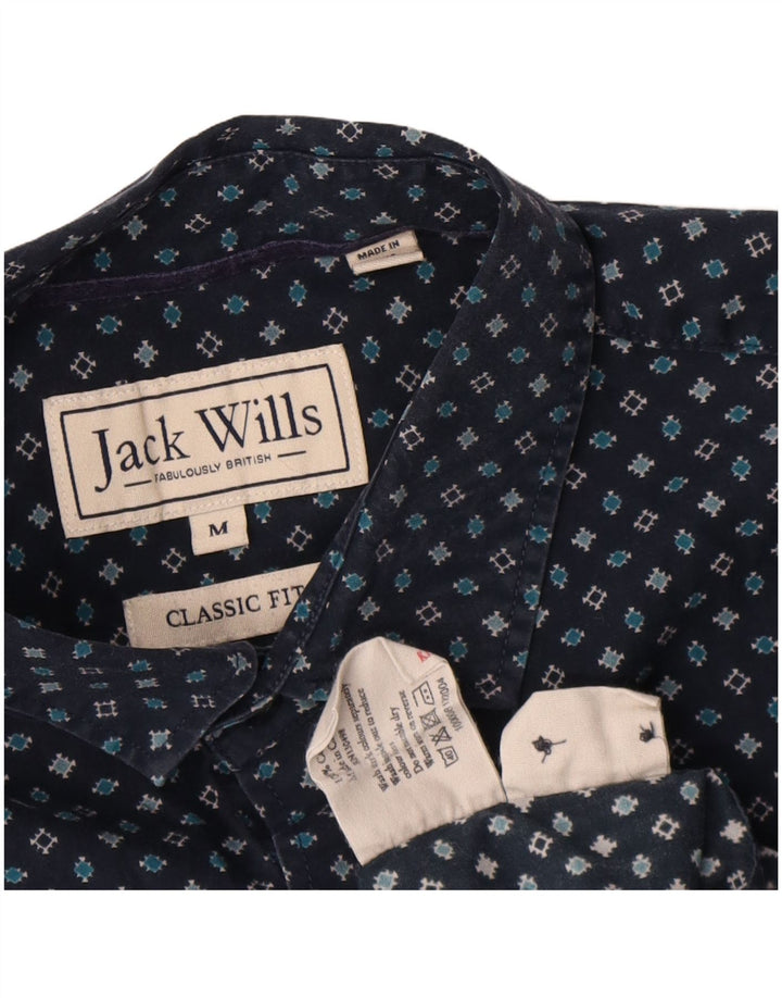 Мужская рубашка классического кроя Jack Wills среднего размера, темно-синяя, хлопковая с геометрическим рисунком