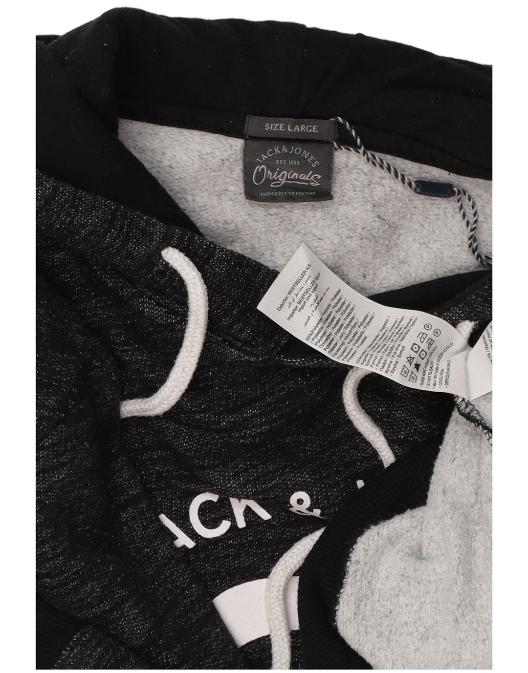 Мужской джемпер с капюшоном JACK & JONES, большой серый, полиэстер с крапинками