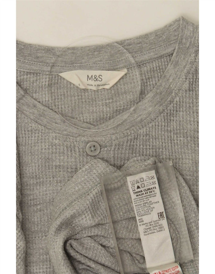 Мужской топ с длинным рукавом Mark & Spencer, маленький серый хлопок
