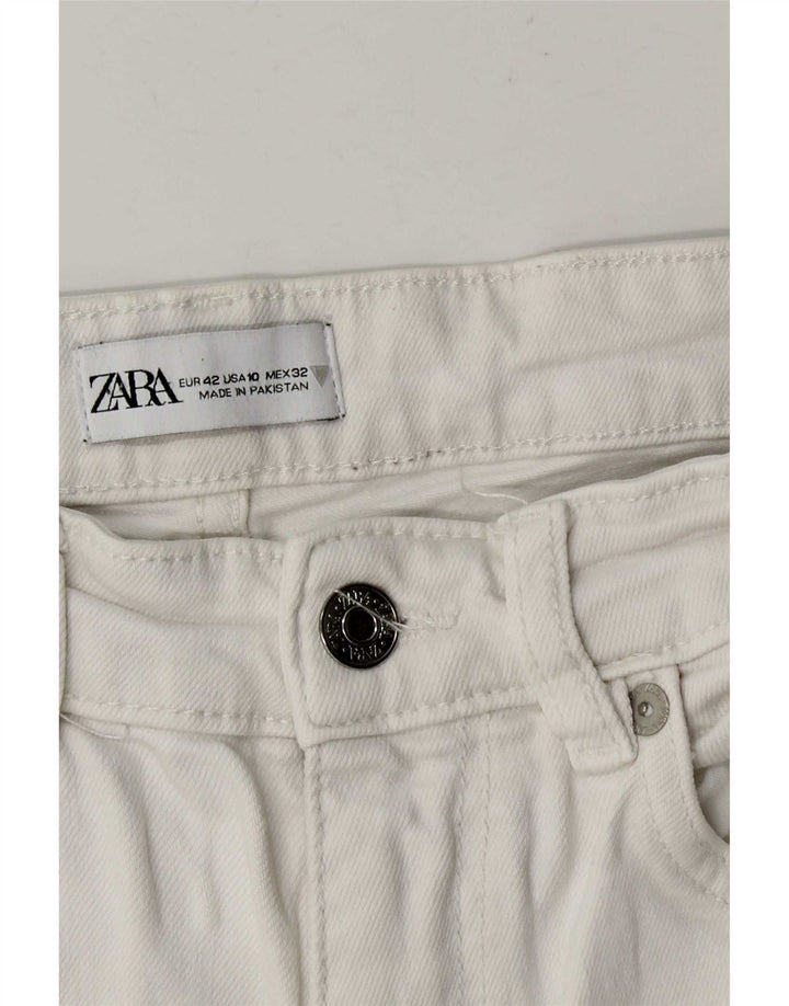Zara Женские прямые укороченные брюки большие W32 L25 белые