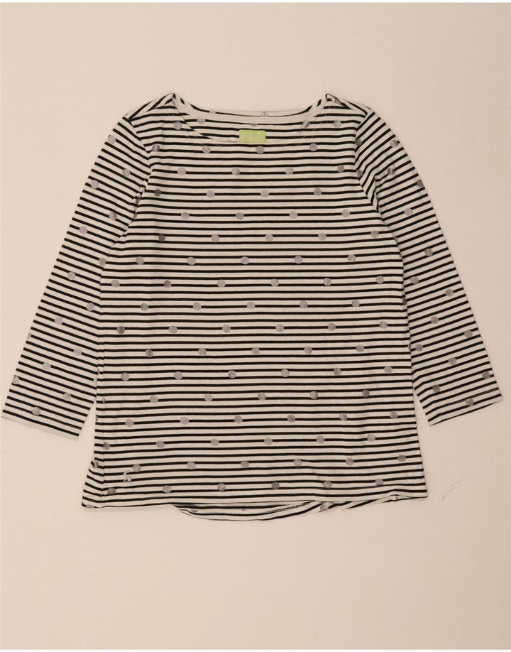 JOULES Womens Top 3/4 Sleeve UK 12 Medium  White Striped Cotton Vintage Joules and Second-Hand Joules from Messina Hembry 