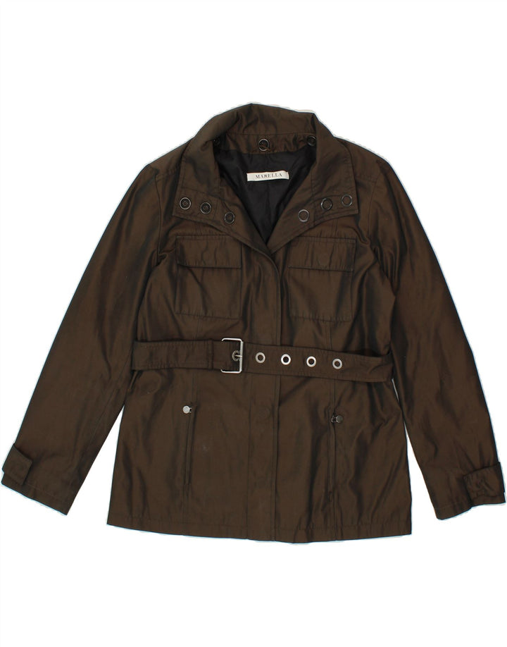 MARELLA Womens Utility Jacket UK 14 Large Brown Polyester Vintage Marella and Second-Hand Marella from Messina Hembry 