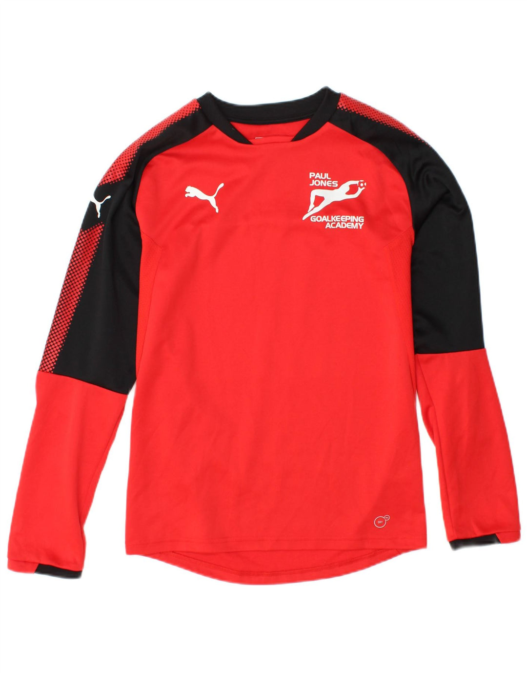 Мужской топ с рисунком PUMA с длинным рукавом XS, красный полиэстер с цветными блоками