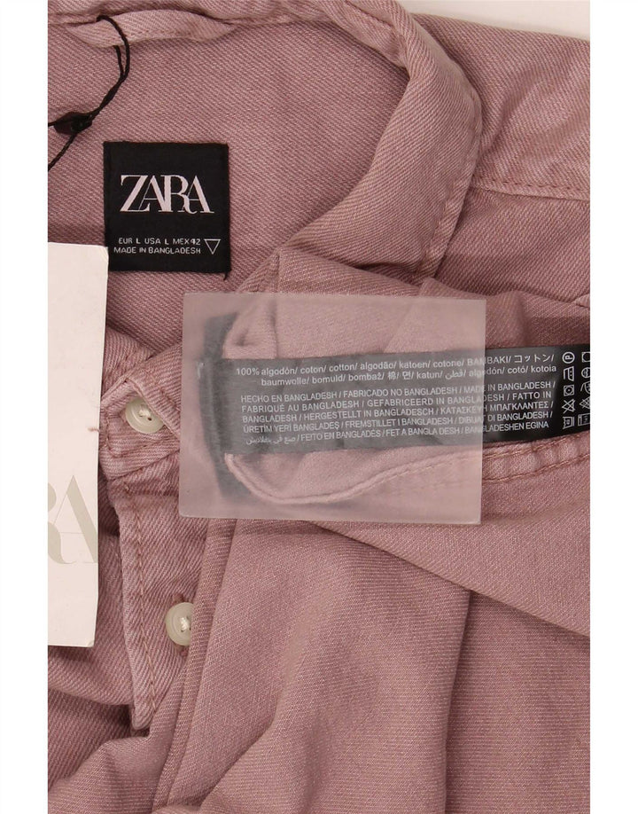 Мужская рубашка Zara большого размера из хлопка розового цвета