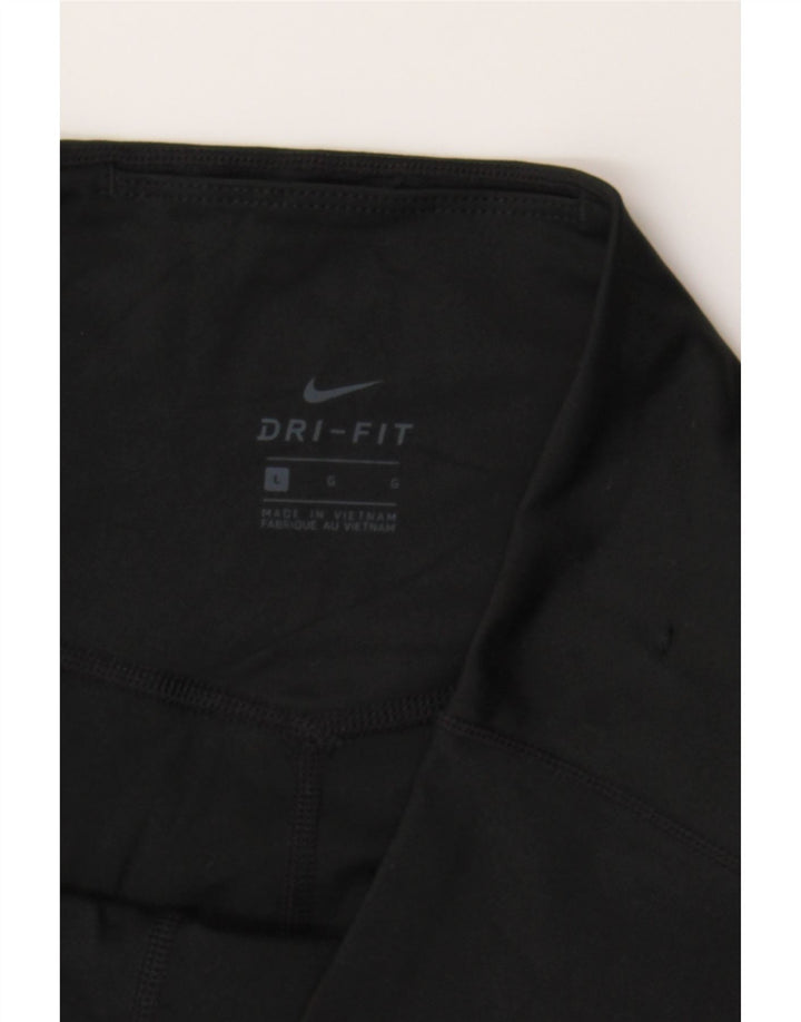 NIKE Womens Dri Fit Graphic Capri Leggings UK 16 Large  Black Polyester Vintage Nike and Second-Hand Nike from Messina Hembry 
