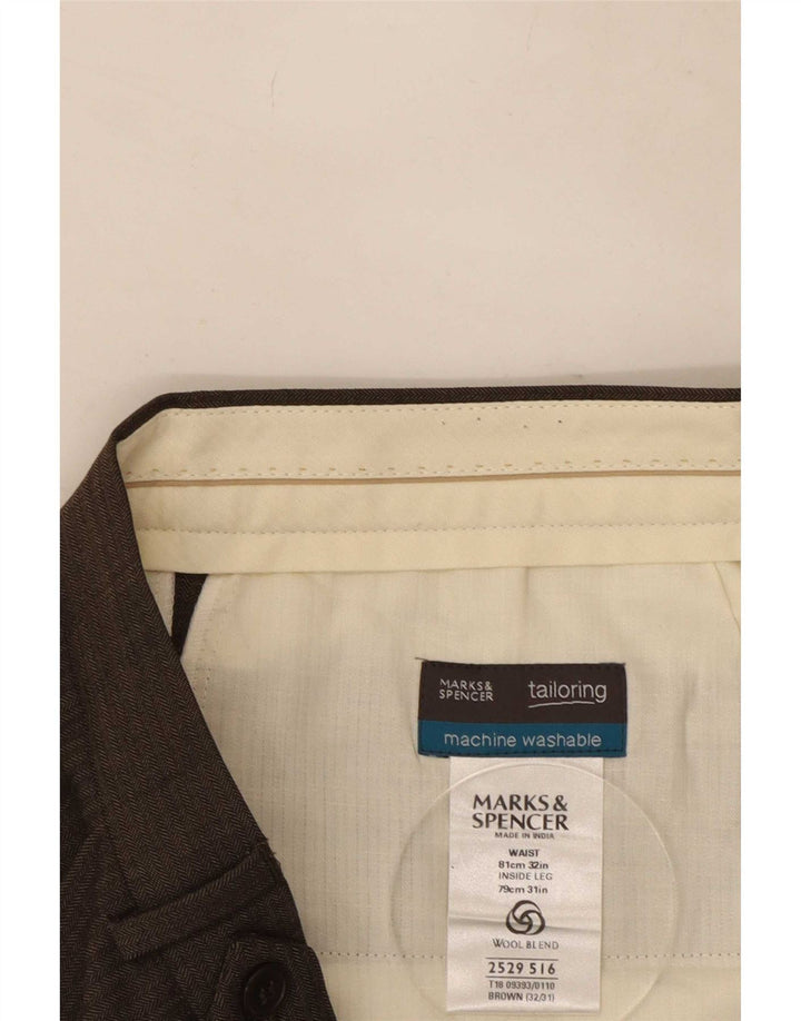 Мужские костюмные брюки Marks & Spencer W32 L31 коричневые из полиэстера