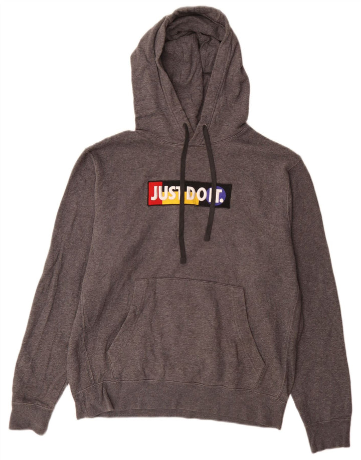 Мужской джемпер с капюшоном с графическим рисунком Nike, хлопковый цвет среднего серого цвета