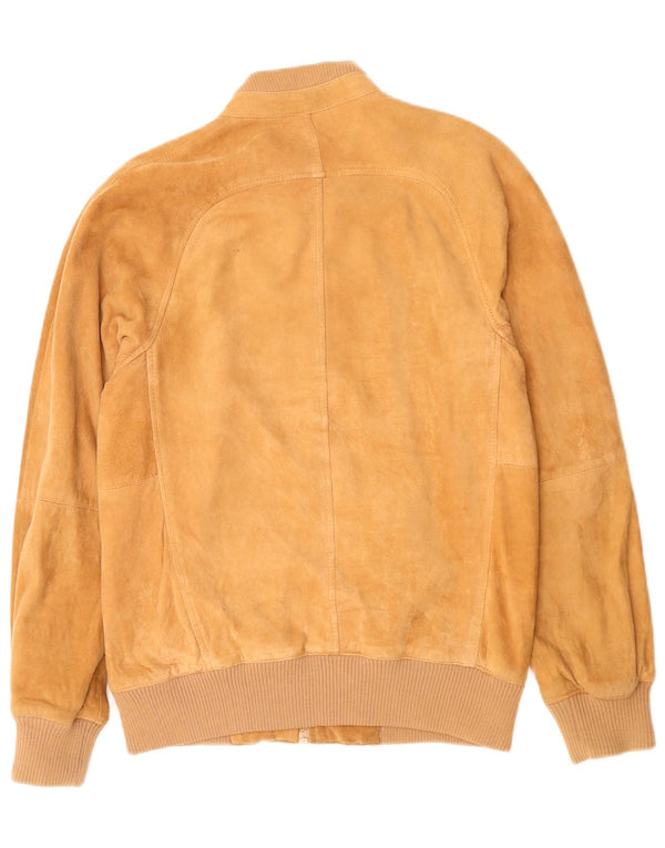 Винтажная мужская замшевая куртка-бомбер UK 38, средний коричневый цвет