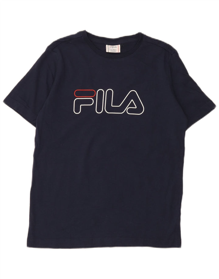 Футболка с рисунком Fila для мальчиков, топ 13–14 лет, темно-синяя