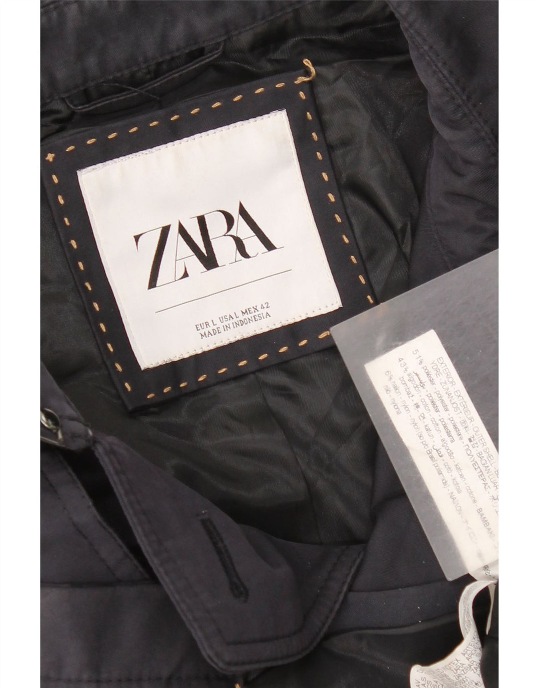 Мужской тренч Zara UK 40, большой темно-синий полиэстер