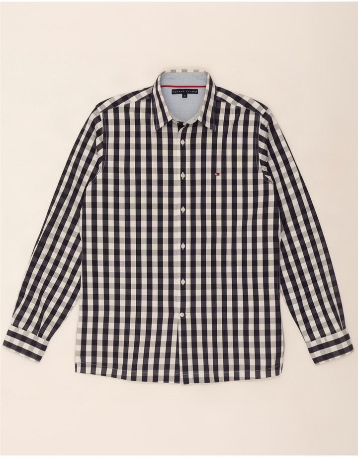 Мужская рубашка Tommy Hilfiger среднего размера, темно-синяя в клетку