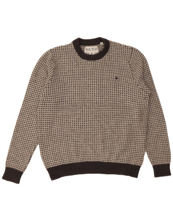 Женский джемпер с круглым вырезом JACK WILLS, Великобритания, 20, 2XL, серый, шерстяной в клетку