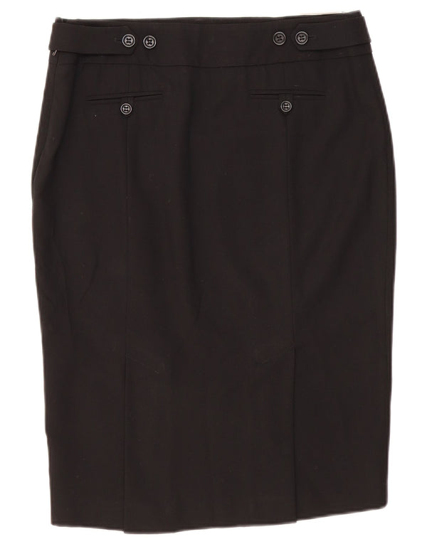 Karen Millen Womens Pencil Skirt UK 12 Medium W32 Black Virgin Wool
