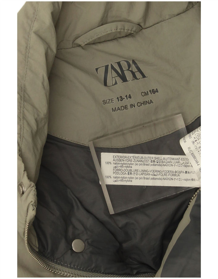 Утепленный жилет Zara для мальчиков 13–14 лет, нейлон цвета хаки
