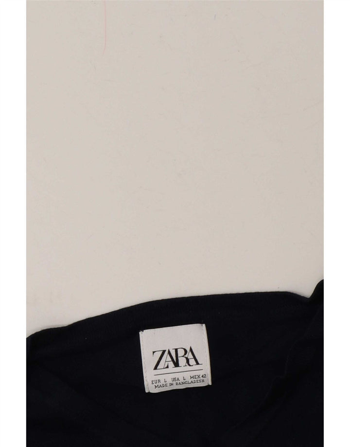 Мужской джемпер с v-образным вырезом Zara, большой темно-синий