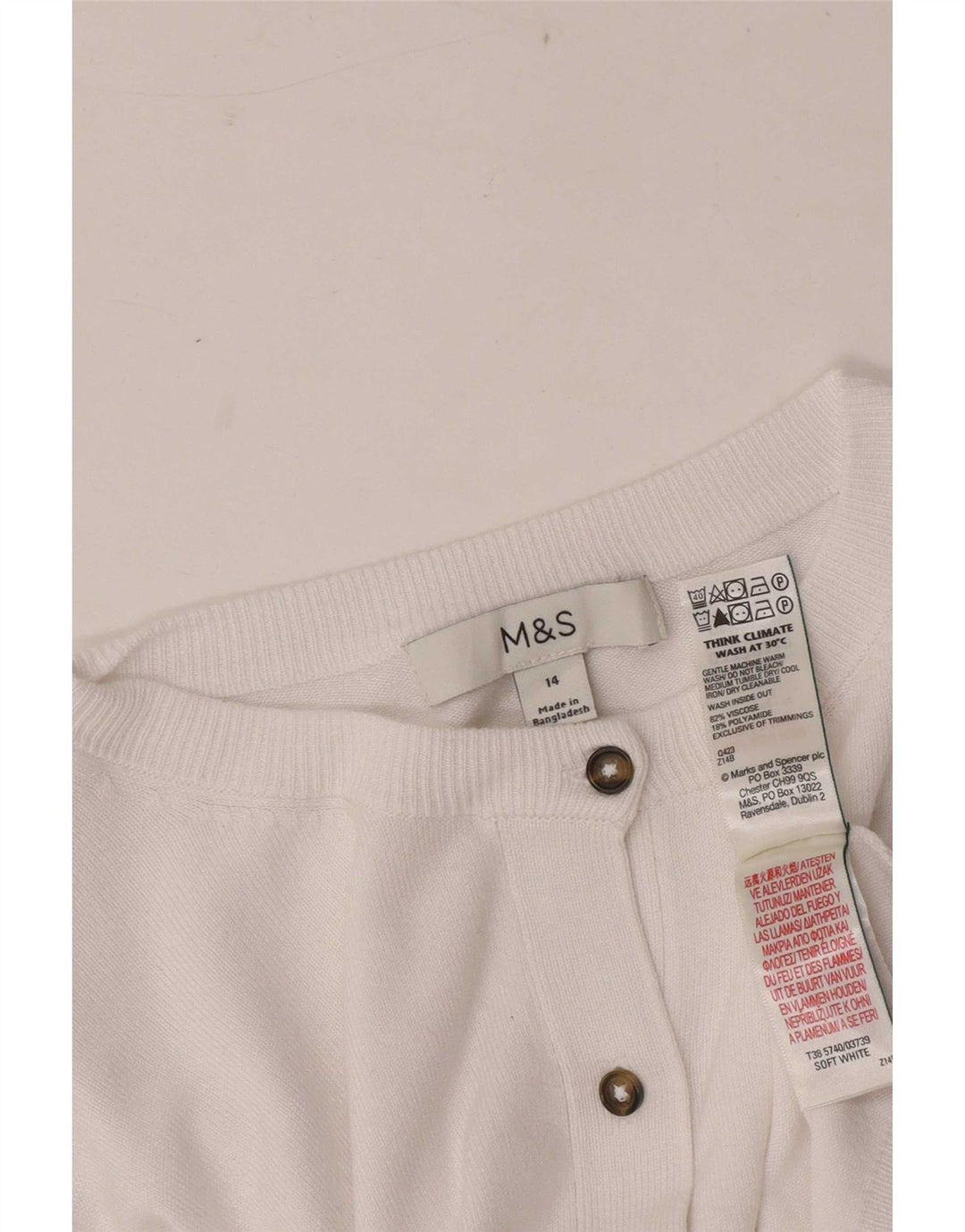 Женский кардиган Marks & Spencer UK 14 Средний Белый Вискоза