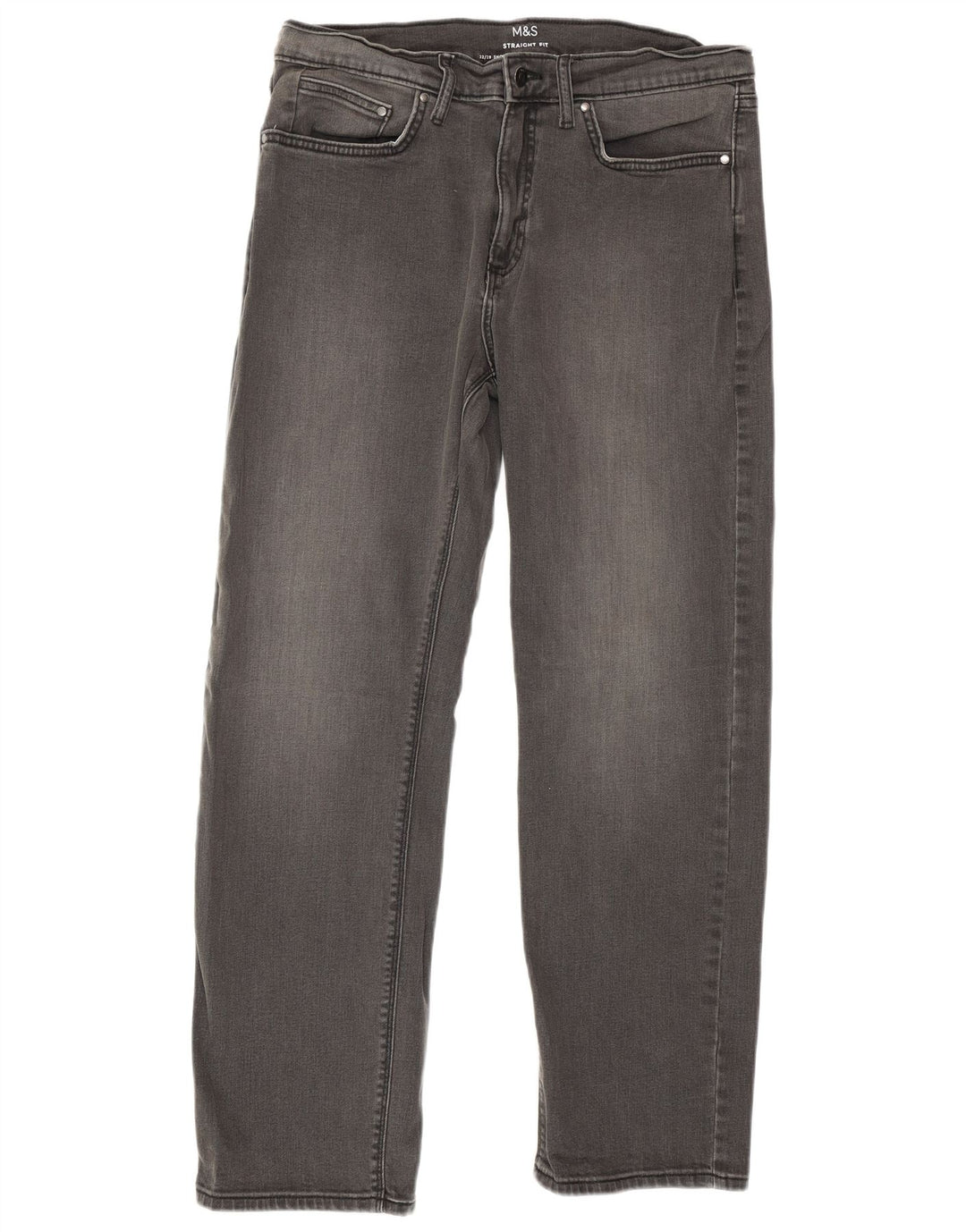 Мужские прямые джинсы Marks & Spencer W32 L29 серые, хлопковые