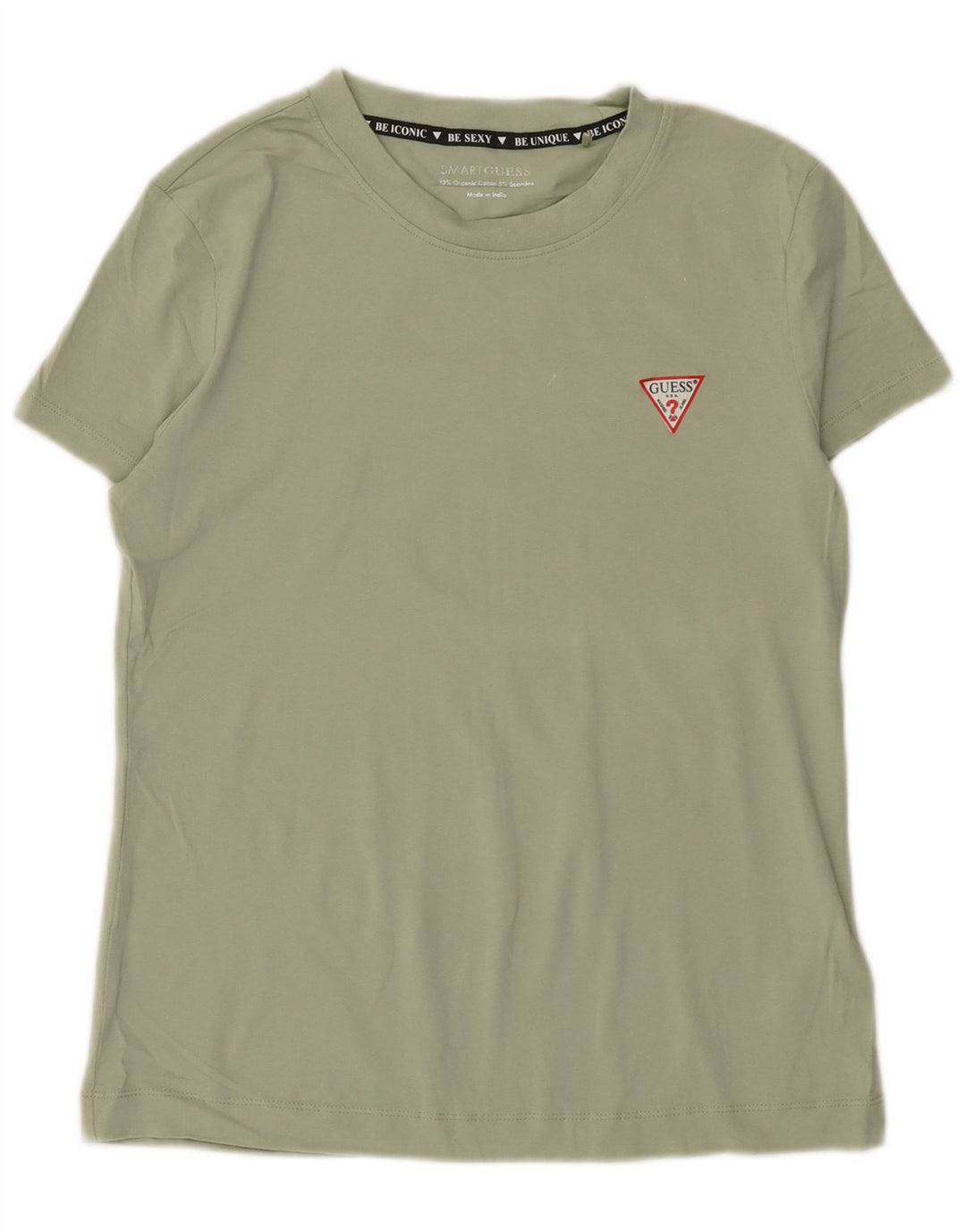 Женская футболка Guess Top UK 12, хлопковый средний зеленый цвет