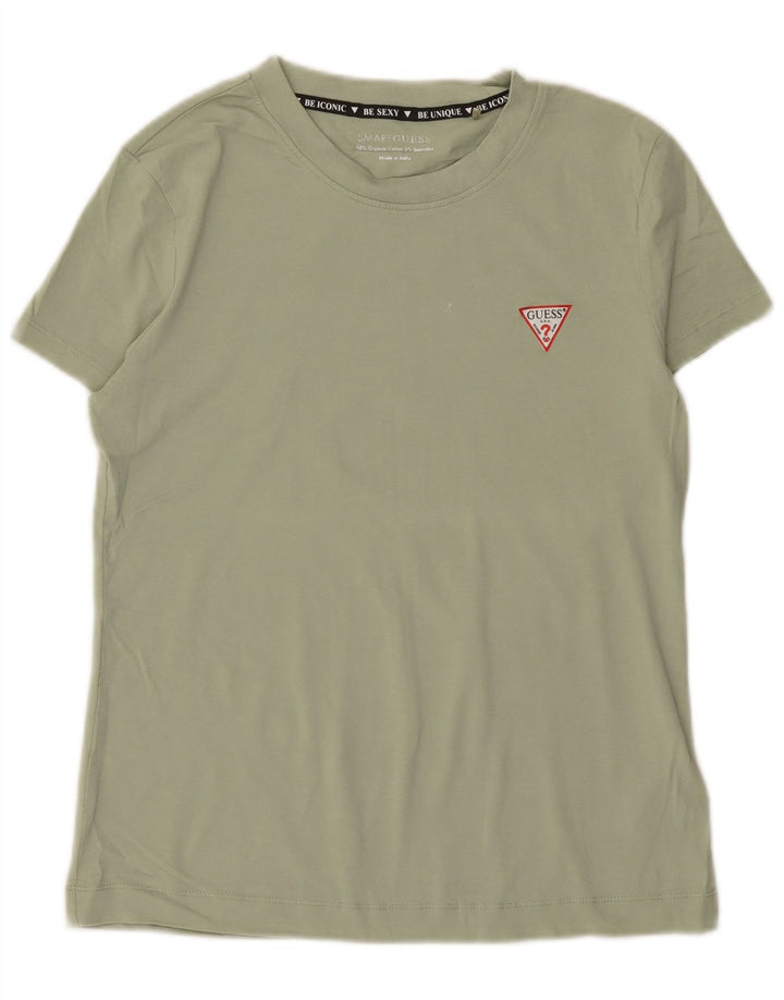 Женская футболка Guess Top UK 12, хлопковый средний зеленый цвет