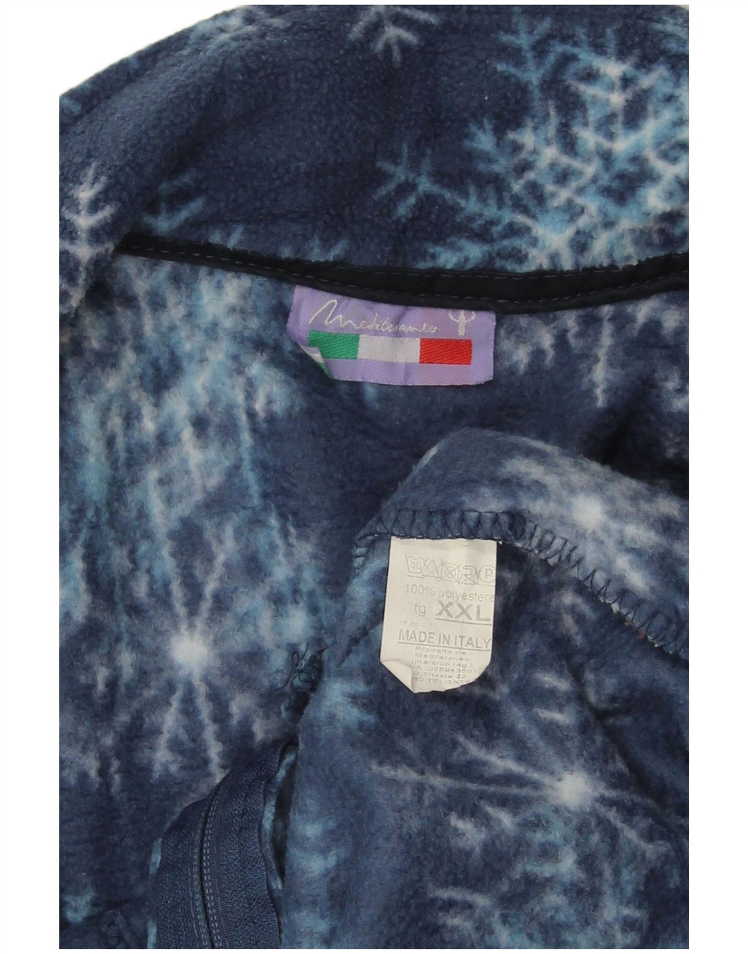 ВИНТАЖНАЯ женская флисовая куртка UK 20 2XL Темно-синяя, полиэстер Fair Isle