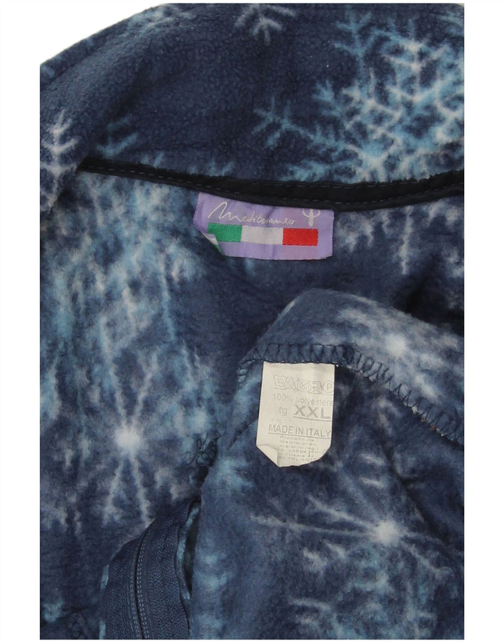 ВИНТАЖНАЯ женская флисовая куртка UK 20 2XL Темно-синяя, полиэстер Fair Isle