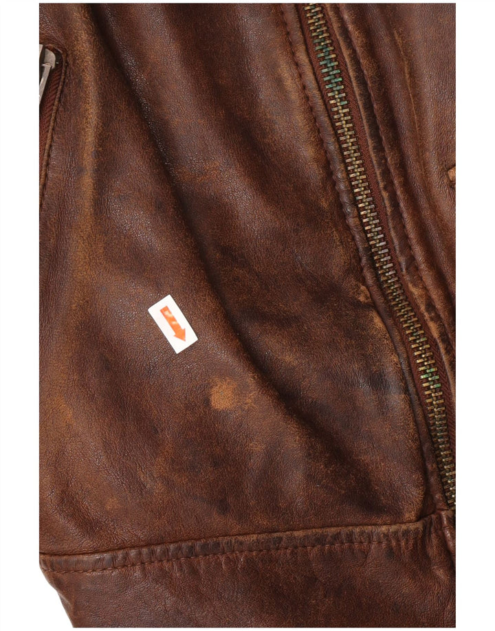 Мужская кожаная куртка Be Edgy UK 38, кожа среднего коричневого цвета