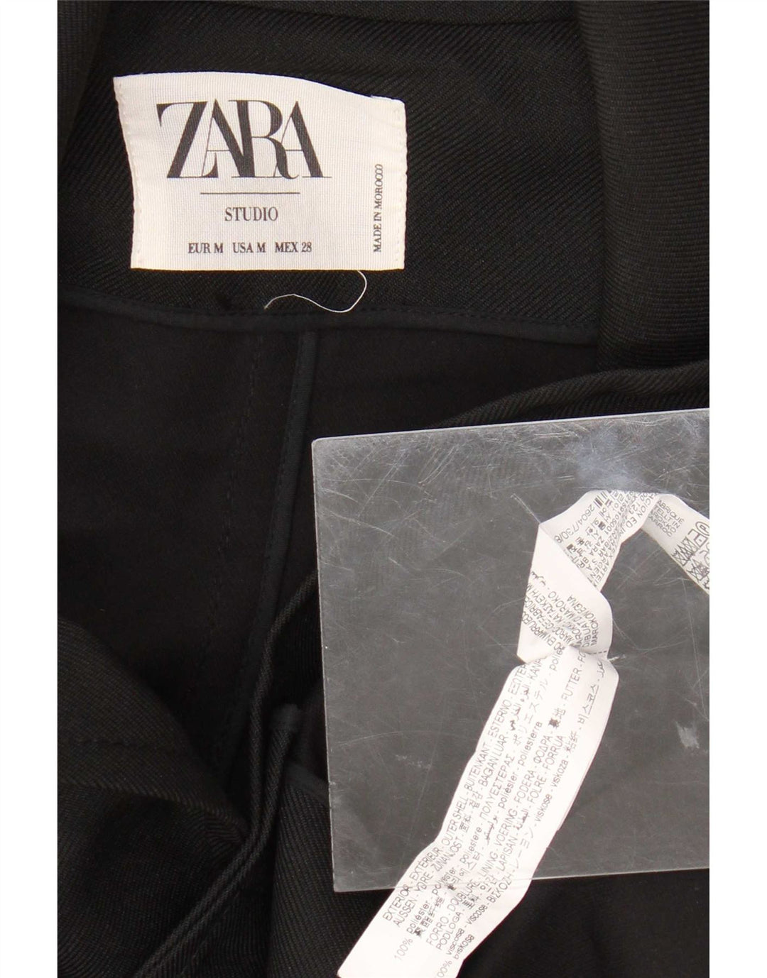 Женский пиджак оверсайз на 2 пуговицах Zara UK 14, средний черный полиэстер