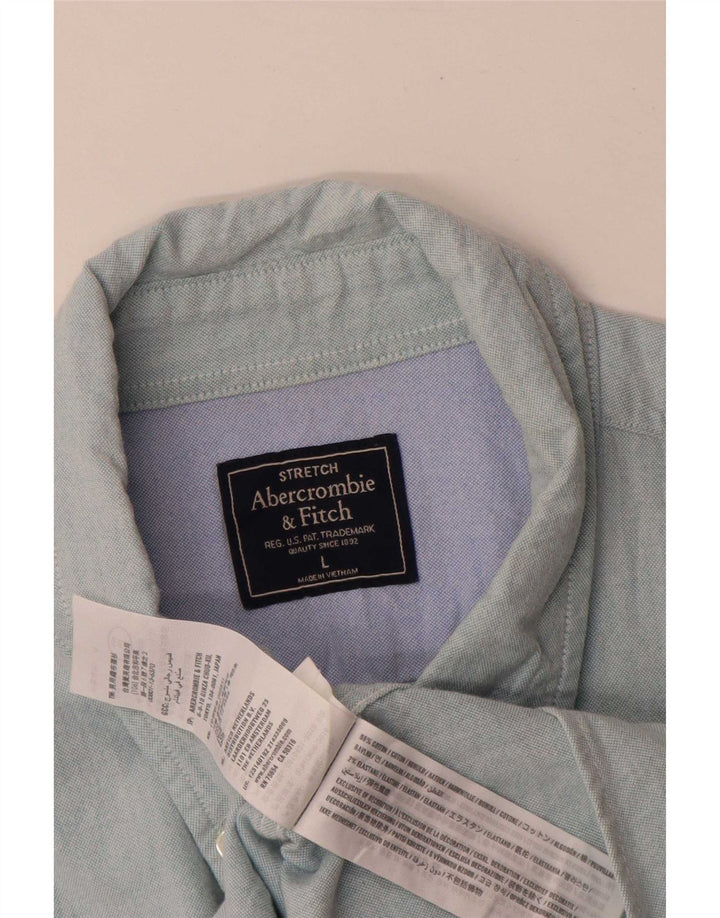 Мужская эластичная рубашка Abercrombie & Fitch, большой размер, синяя, хлопок