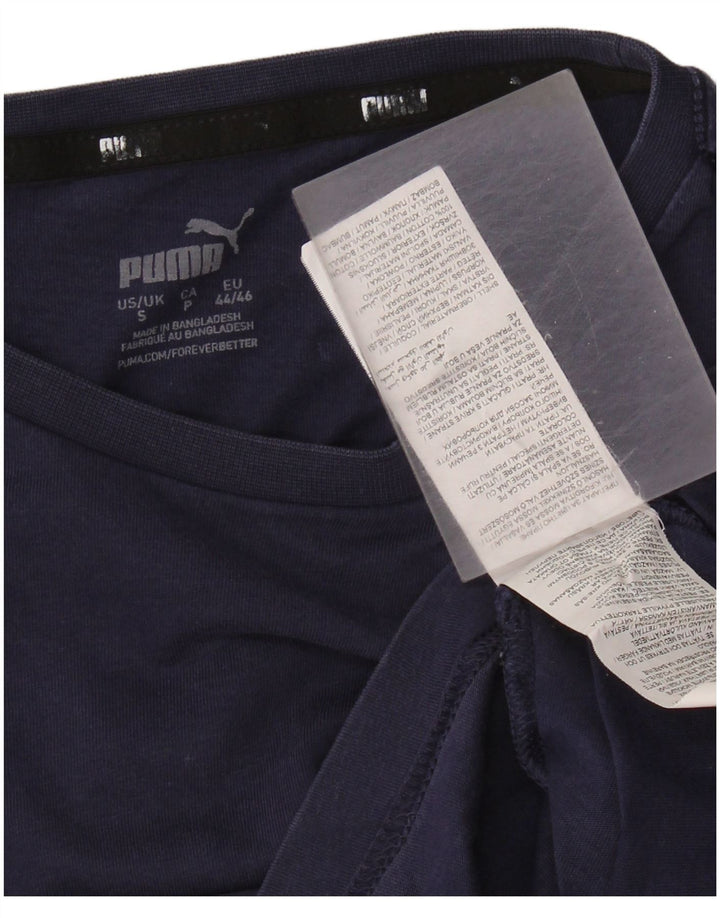 Мужская футболка Puma, маленькая, темно-синяя, хлопковая