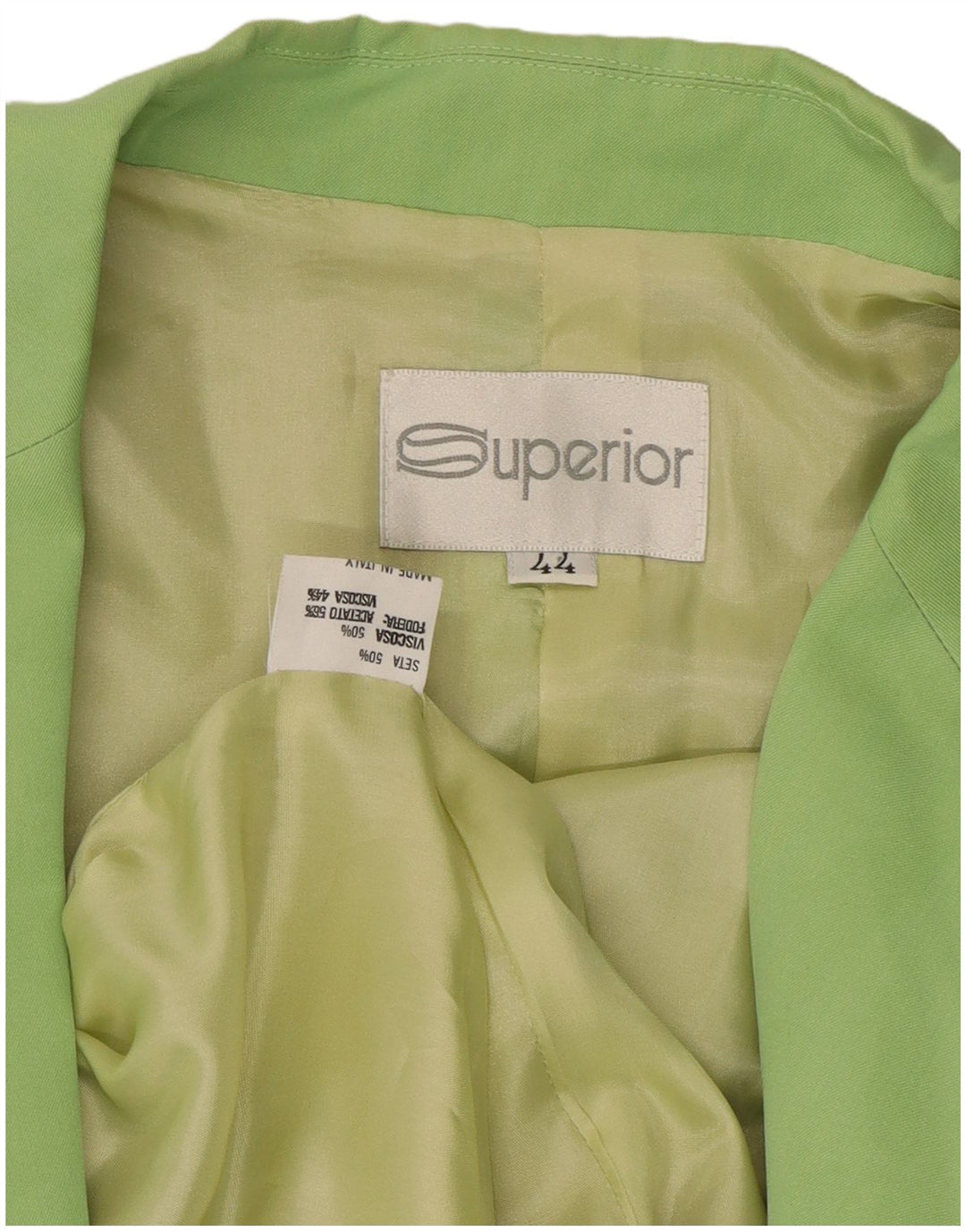 Женский двубортный пиджак SUPERIOR IT 44, средний зеленый шелк
