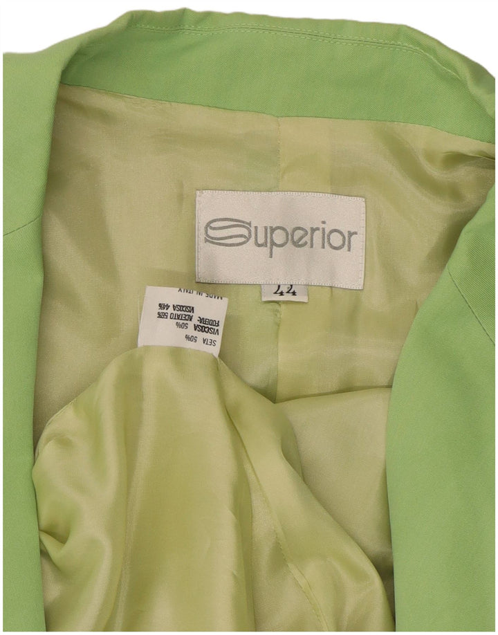 Женский двубортный пиджак SUPERIOR IT 44, средний зеленый шелк