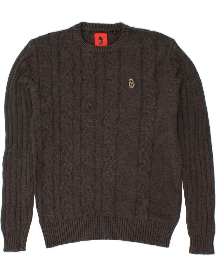 VINTAGE Mens Crew Neck Jumper Sweater Medium Grey Cotton Vintage Vintage and Second-Hand Vintage from Messina Hembry 
