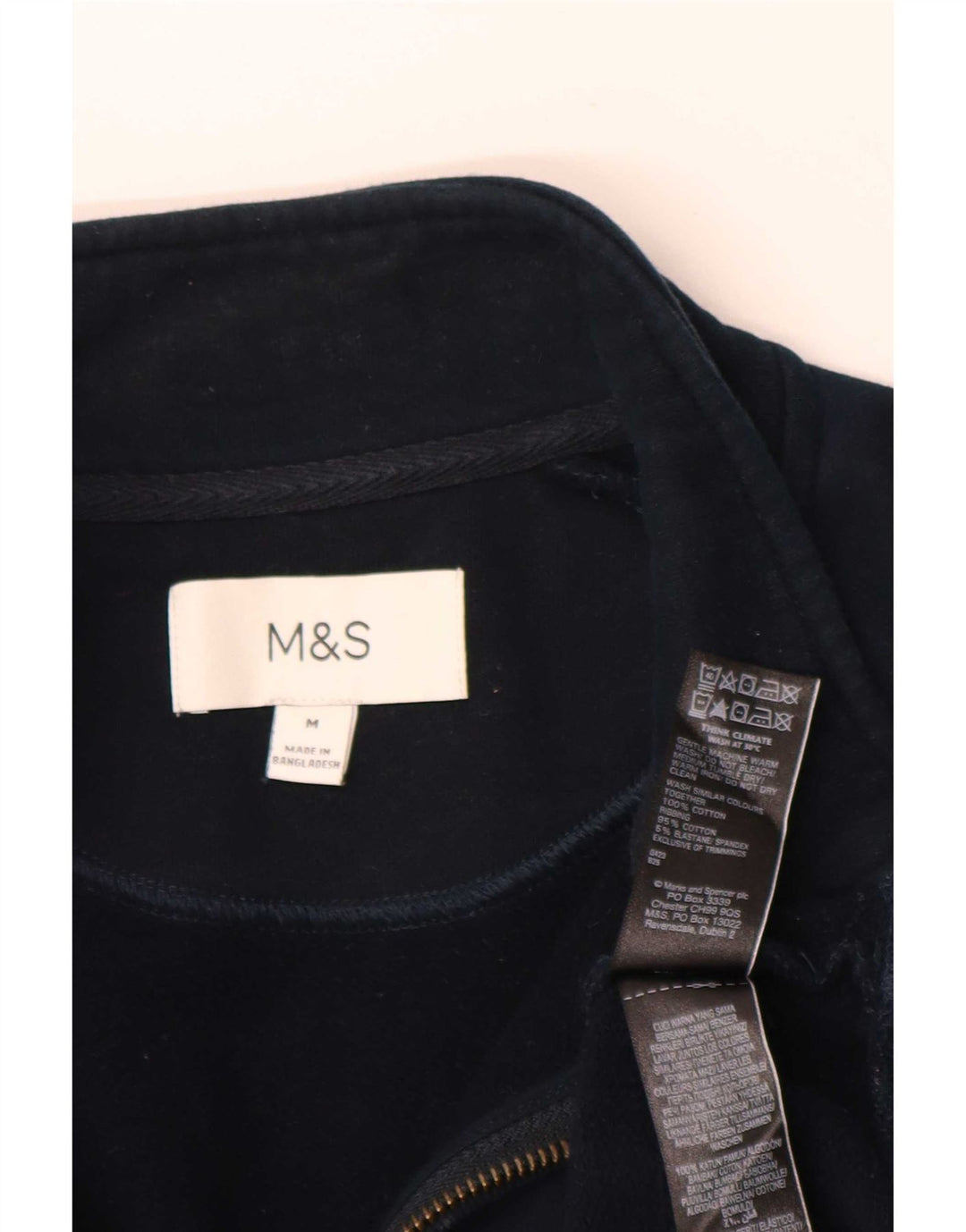 Мужской джемпер обычного кроя с молнией 1/4 Marks & Spencer, средний темно-синий
