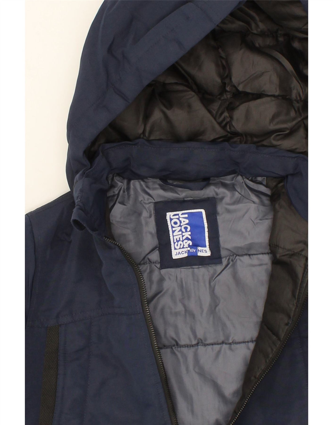 JACK & JONES Boys Hooded Padded Jacket 9-10 Years Navy Blue Polyester Vintage Jack & Jones and Second-Hand Jack & Jones from Messina Hembry 