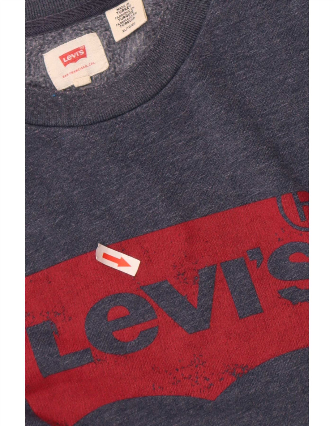 Мужской свитшот с рисунком Levi's, джемпер XL, темно-синий, хлопковый с крапинками