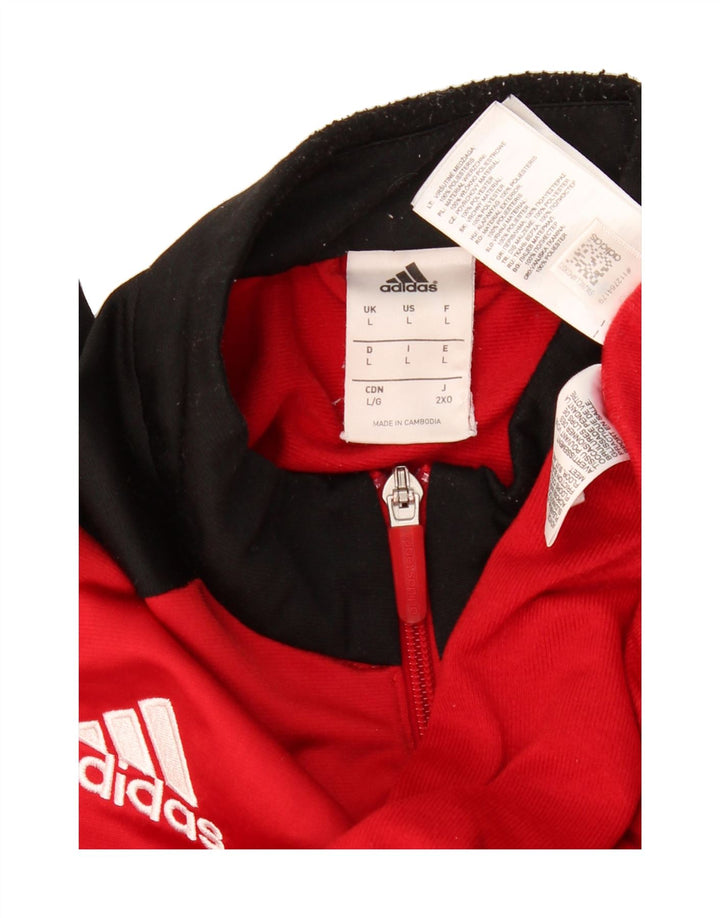 ADIDAS Mens Tracksuit Top Jacket Large Red Colourblock Polyester Vintage Adidas and Second-Hand Adidas from Messina Hembry 