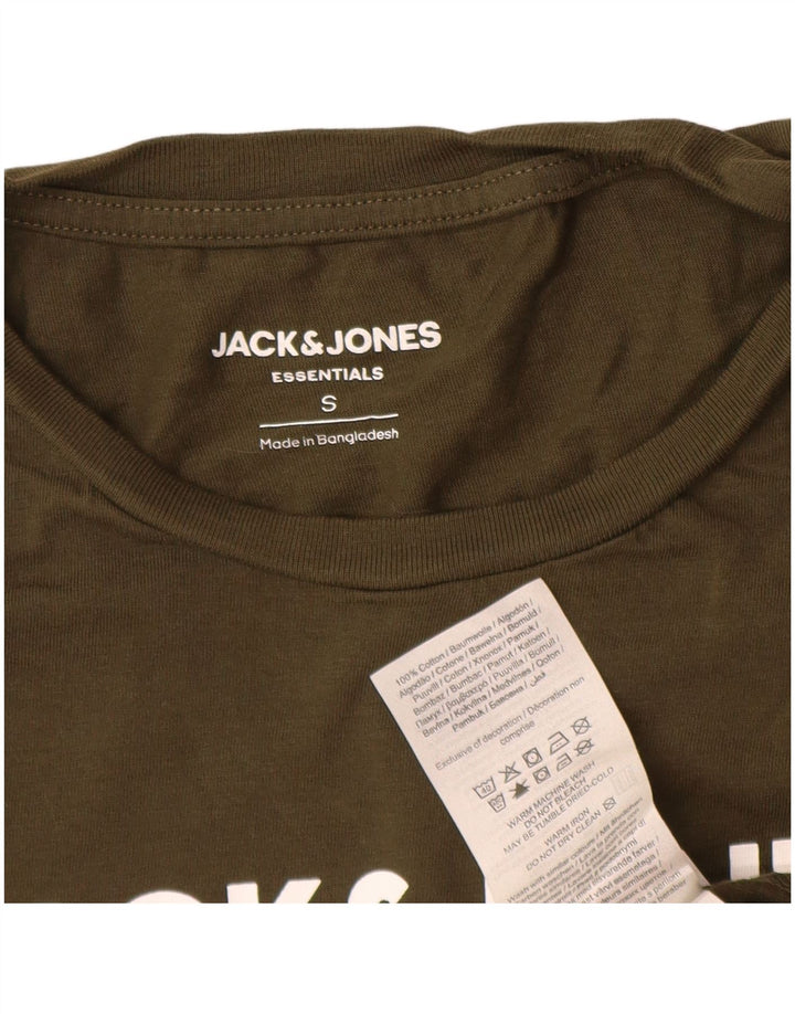 Мужская футболка с рисунком Jack & Jones, маленький размер, цвет хаки, хлопок