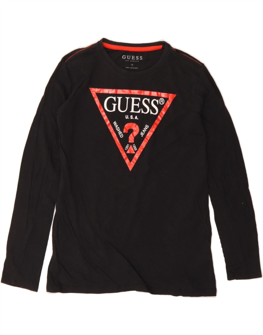 GUESS Boys Graphic Top Long Sleeve 11-12 Years Black Cotton Vintage Guess and Second-Hand Guess from Messina Hembry 