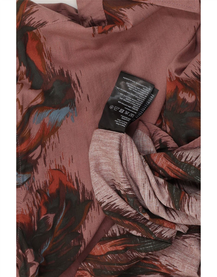 VINTAGE Мужская рубашка из хлопка большого размера розового цвета с цветочным принтом