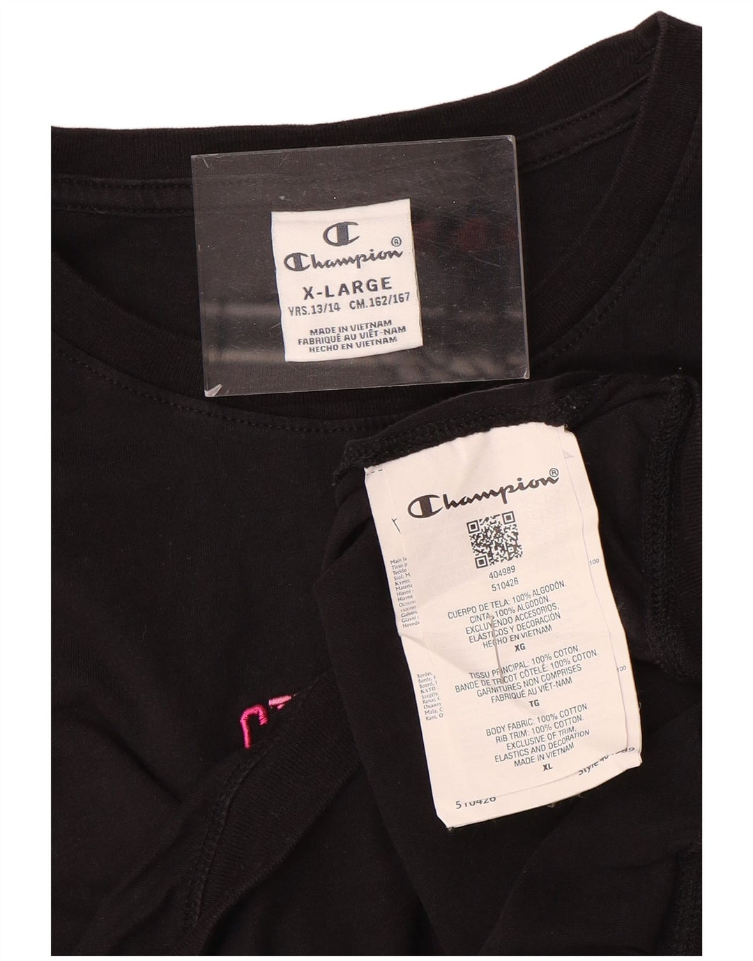 Футболка CHAMPION для девочек, топ 13–14 лет, размер XL, черный хлопок