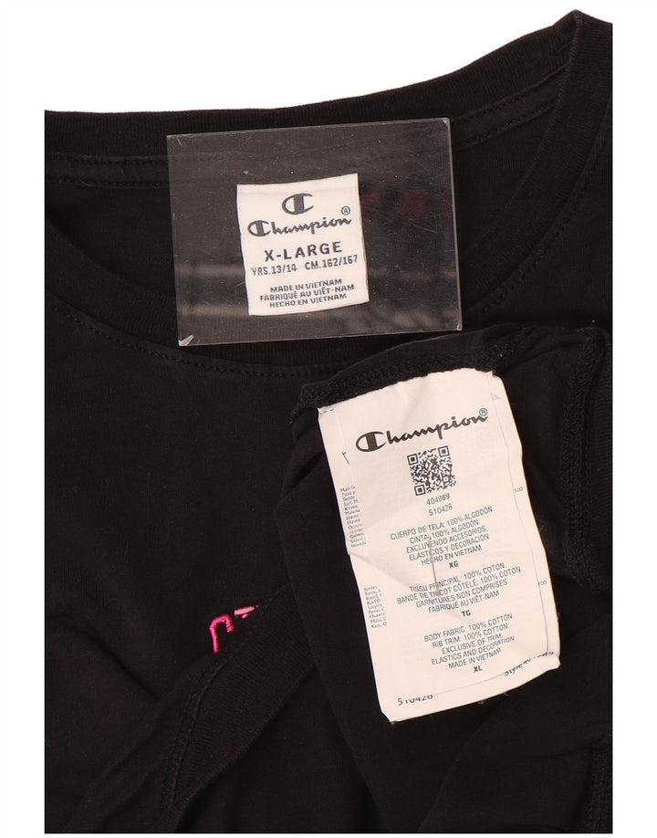 Футболка CHAMPION для девочек, топ 13–14 лет, размер XL, черный хлопок