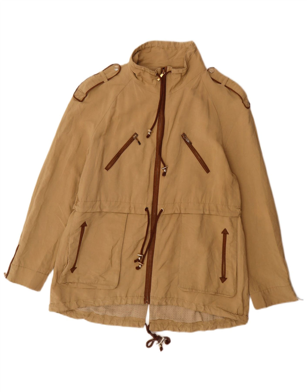 Женская куртка в стиле милитари Zara UK 18 XL, бежевая
