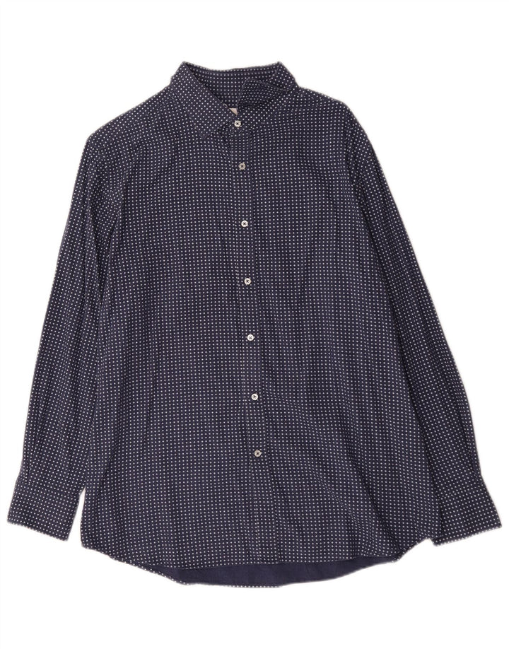 Мужская рубашка Massimo Dutti XL, синяя, хлопок с геометрическим рисунком