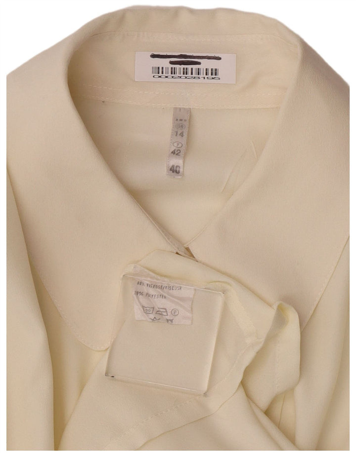 Винтажная женская блузка-рубашка UK 14, средний цвет из белой вискозы