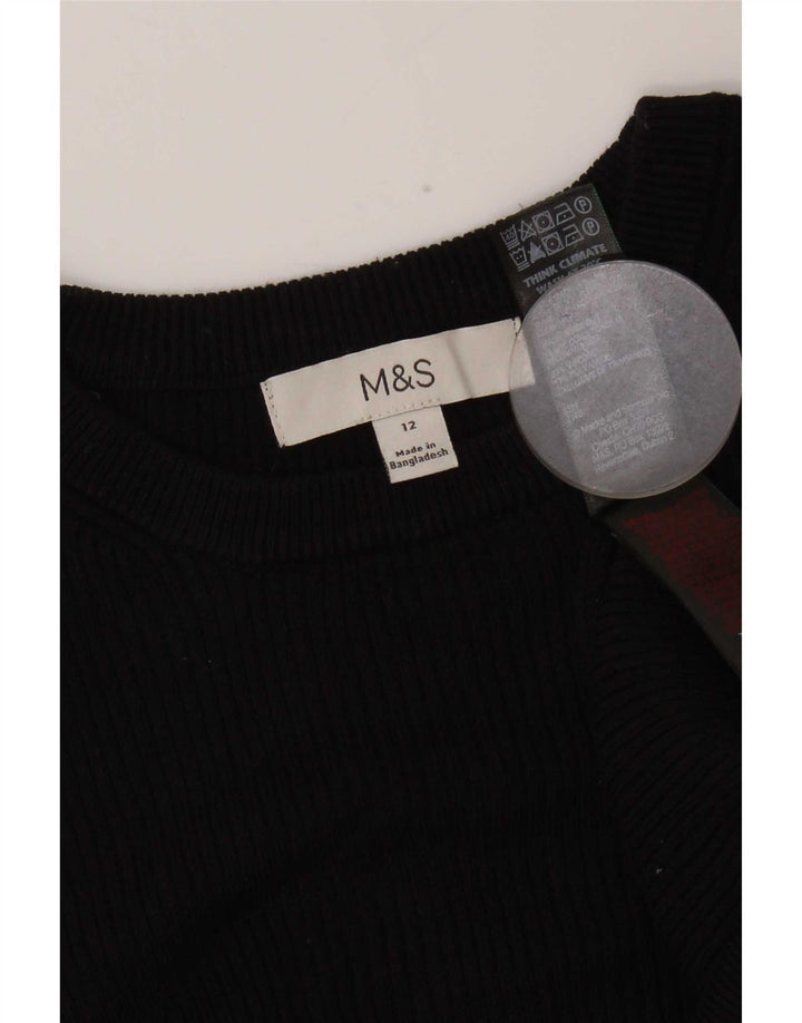 Женский топ с длинным рукавом Marks & Spencer UK 12, средний черный, вискоза