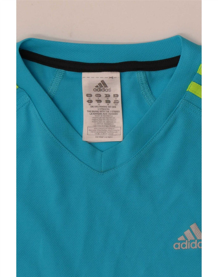 Женская футболка Adidas Top UK 10, маленькая, синяя, полиэстер