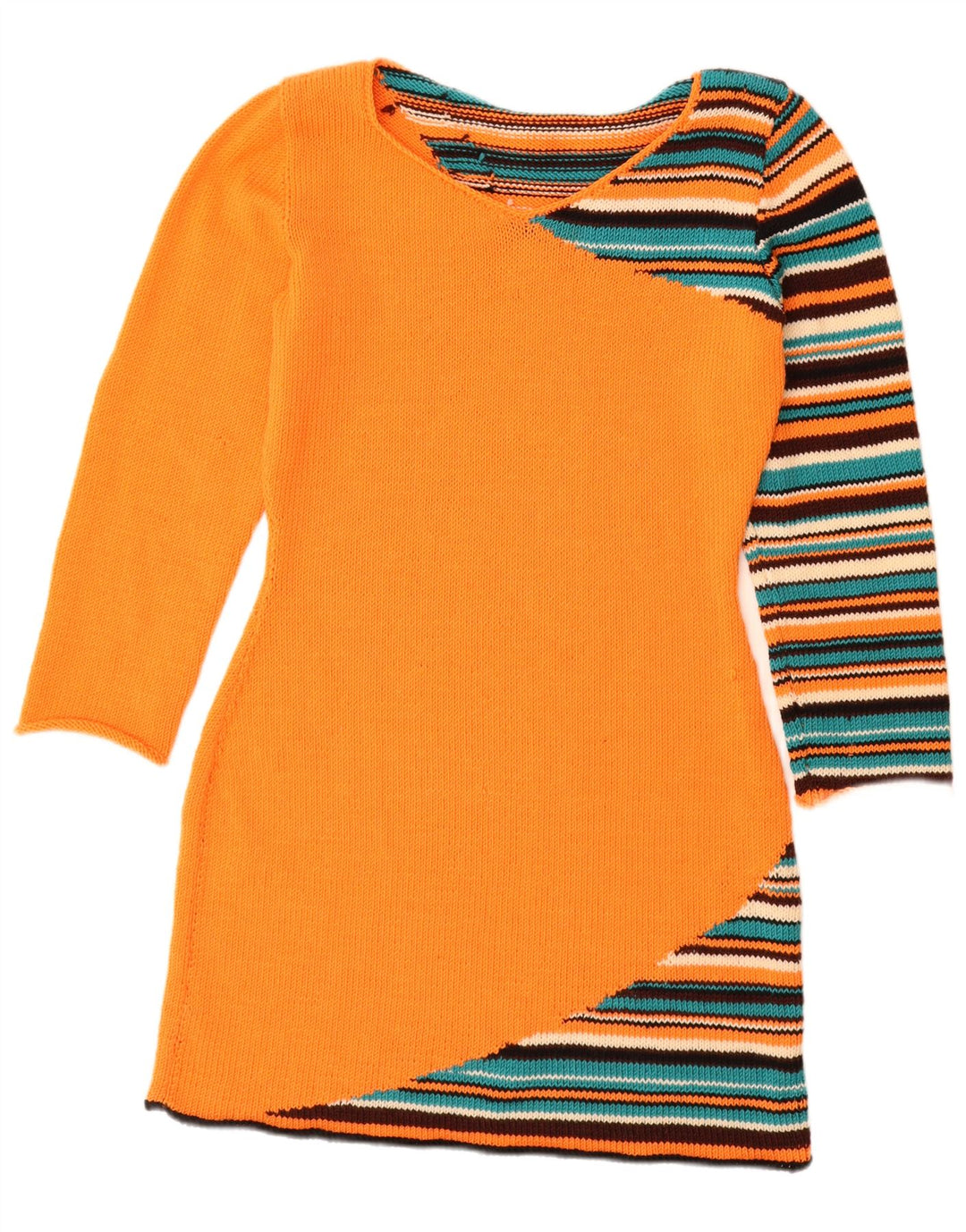 Женское платье-джемпер VINTAGE UK 12, средний оранжевый в полоску