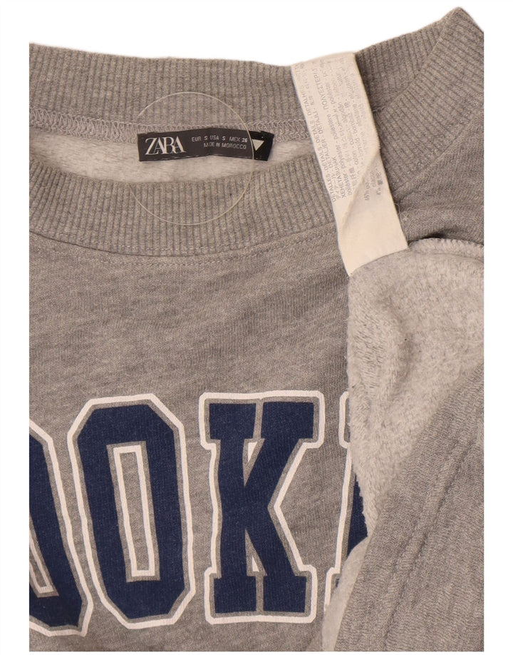 Женский джемпер оверсайз с рисунком Zara Brooklyn UK 10, маленький серый цвет